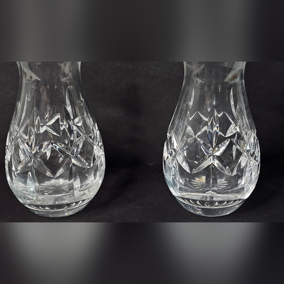 Atlantis Full Lead Crystal Bud Vase Signed Stamped 5.5" Glass Art Portugal Set 2 - Picture 2 of 5
